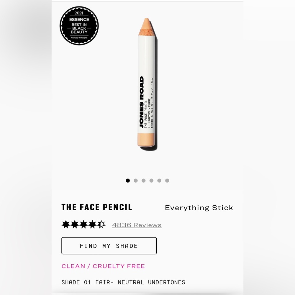 BNIB Jones Road Beauty Best Selling Face Pencil Shade 01 Fair Neutral Undertones